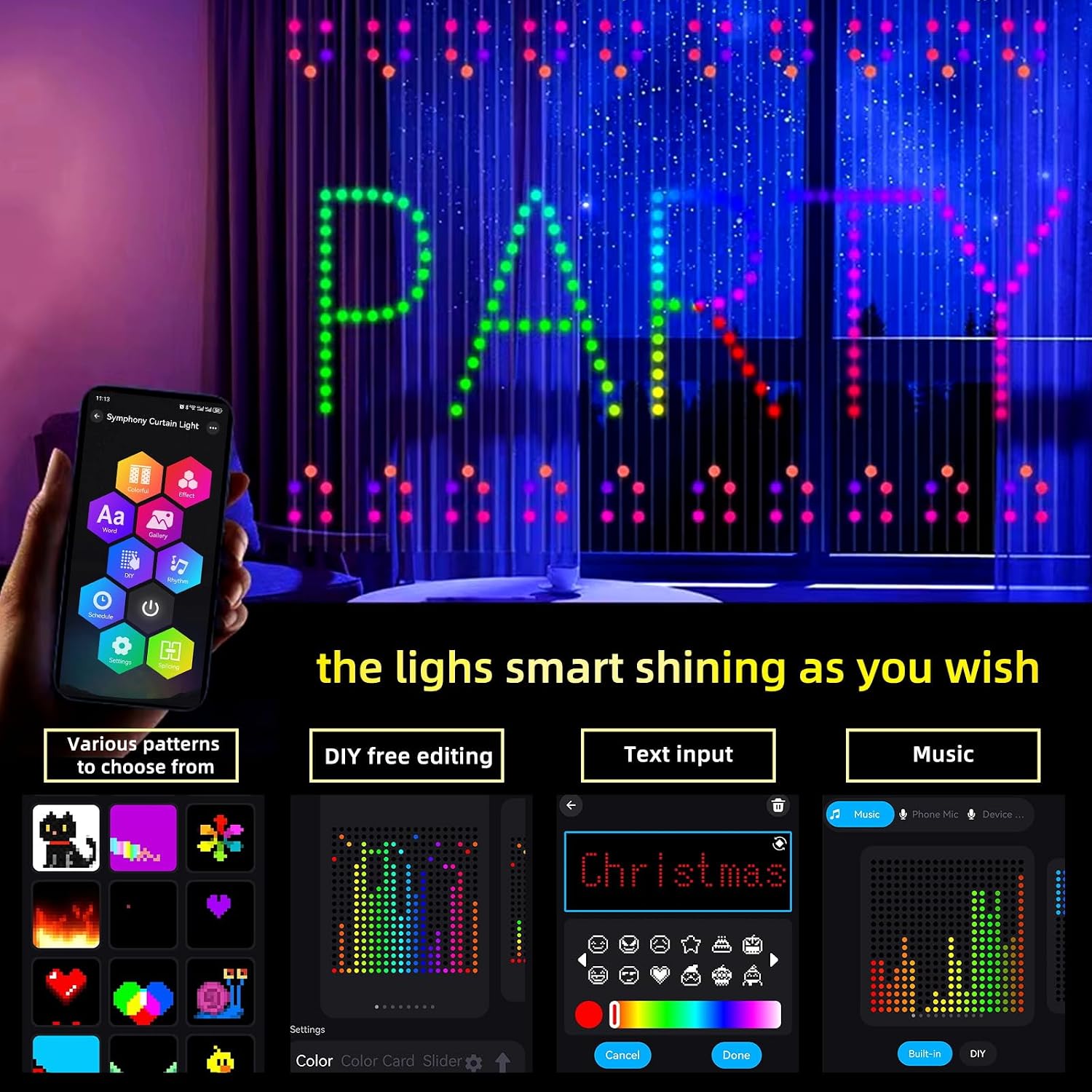 Smart Garden Led Lights - Smart LED Curtain Lights DIY Point