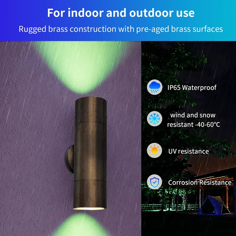 Durable Brass Outdoor LED Wall - Smart Gardening 评论和价格
