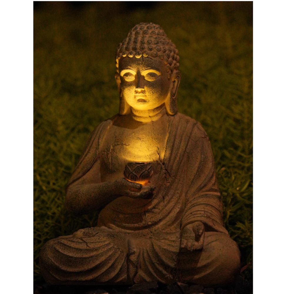 Resin Solar Buddha Statue Scul - Smart Garden Ornaments 评论和价格