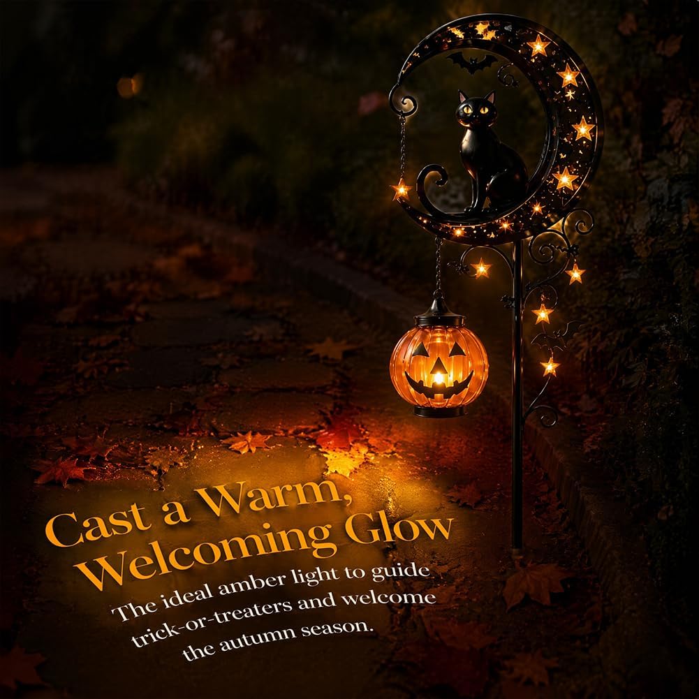 Solar Halloween Black Cat & Pu - Smart Garden Ornaments 评论和价格